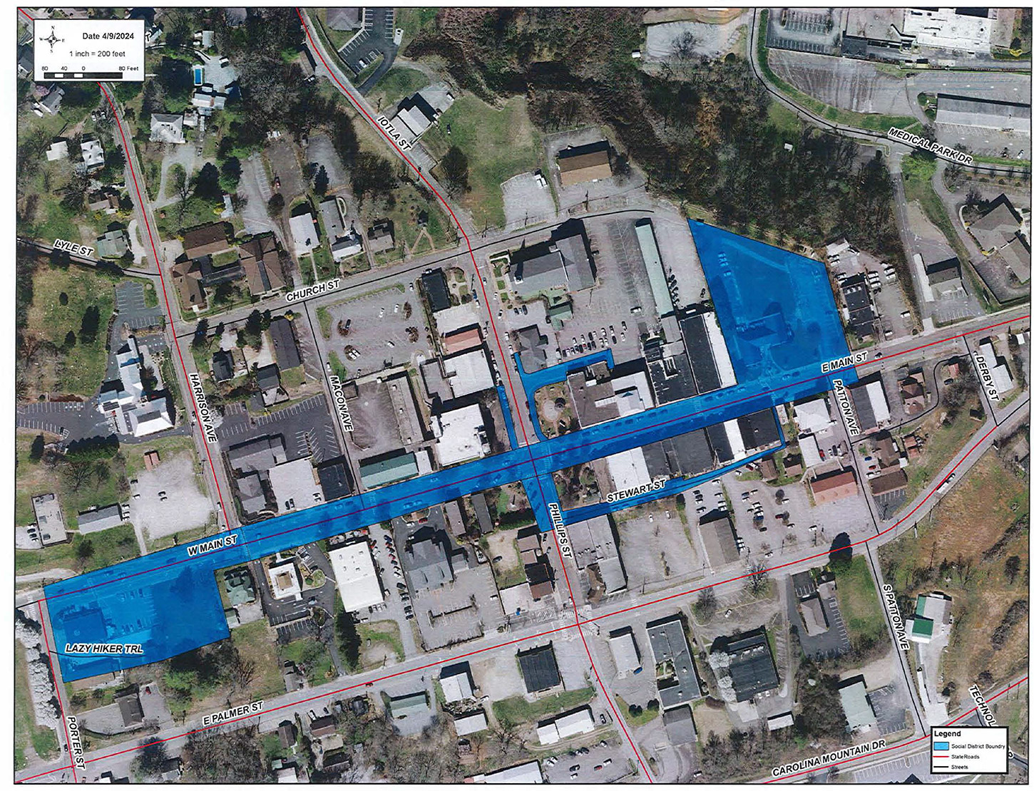 Franklin NC Social District Map